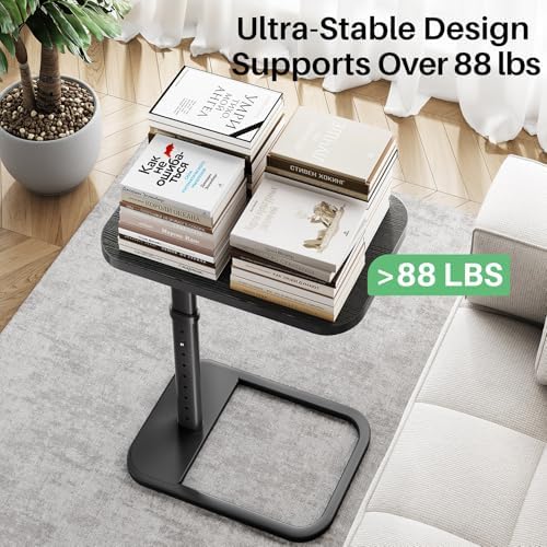Kitstorack TV Tray Table, Adjustable Height & Rounded Metal Corners, Snac...