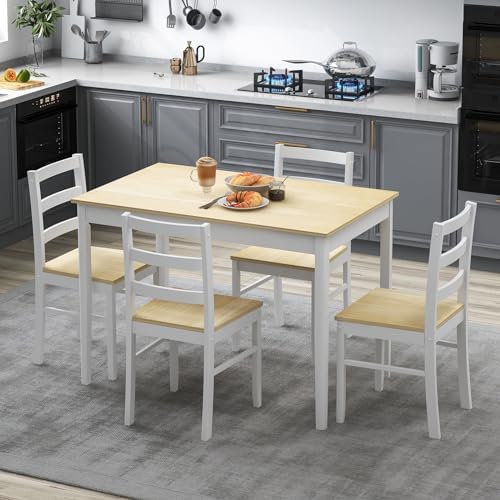 GIANTEX 5-Piece Dining Table Set for 4, 45" Rectangular Kitchen Table an...