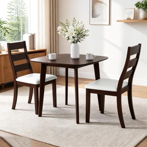 GIANTEX Small Dining Table Set for 2, Wood Square Kitchen Table and 2 Dinner ...