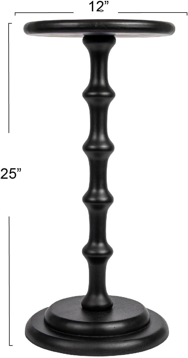 Creative Co-Op Ergo Pedestal Cocktail Side Table, Black