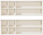 2Pcs Desk Drawer Storage Tray, Nightstand Organizer, Necklace Bracelet Ring Earring Jewelry Display, Grid Table Organizer Holder for Sunglass, Phone, Watch, Perfume (6 grid)/Beige