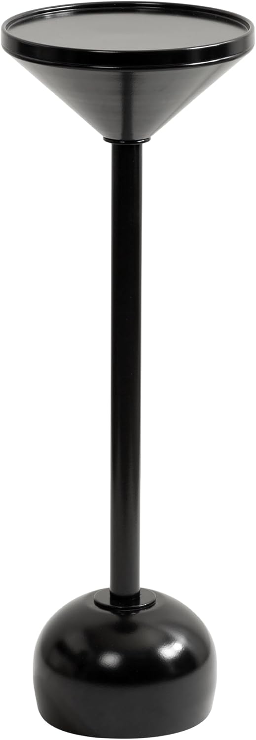 Kate and Laurel Frisk Modern Round Metal Drink Table, 8 x 8 x 23, Black, Meta...