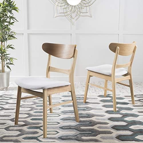Christopher Knight Home Idalia Dining Chairs, 2-Pcs Set, Light Beige / Oak Fi...