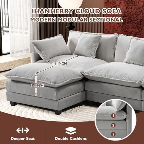 Ihanherry 111.4" L Shaped Modern Sofa Modular Sectional Cloud Couch with...