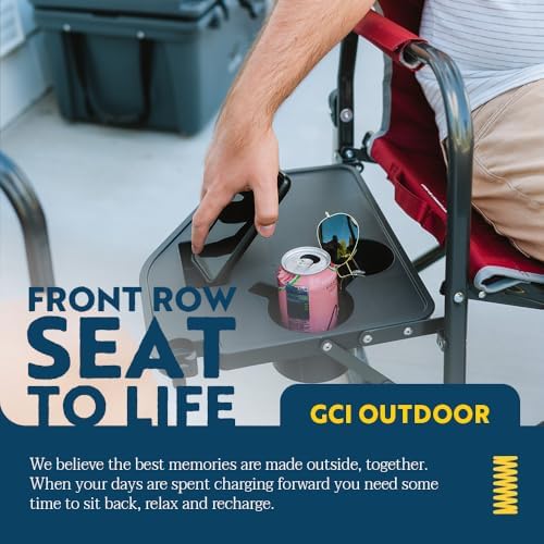 GCI Outdoor Freestyle Rocker XL Camping Chair with Side Table - Red