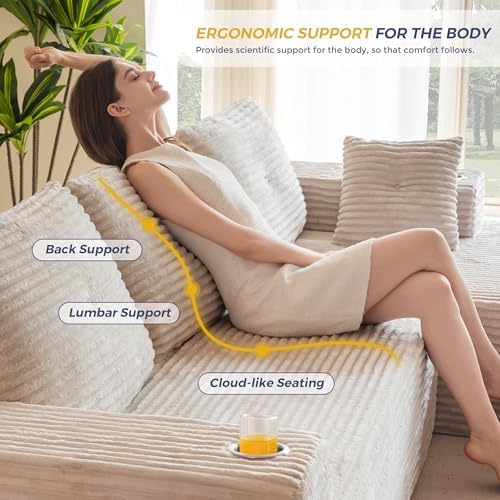 MAXYOYO Couch, 104-Inch L-Shape Sectional Sofa, Right-Facing Chaise