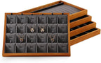 Earring Storage Tray, Wood Jewelry Organizer Tray,Black Stackable Jewelry Trays,Premium Wood Earring Display