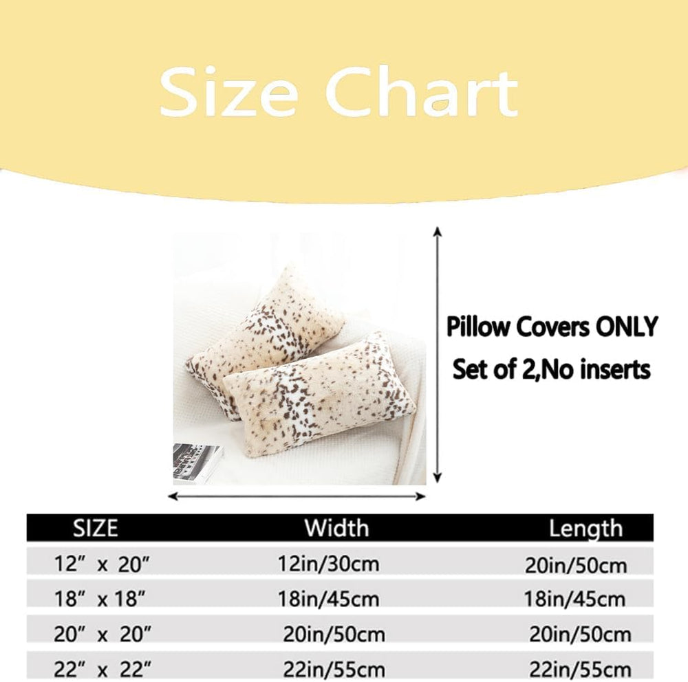 Throw Pillows Covers, Faux Fur Pillow Case Snow Leopard 12x20 Beige
