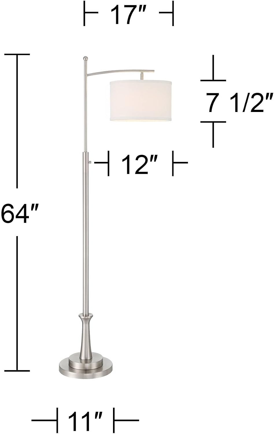 Possini Euro Design Burbank 64" Tall Brushed Nickel Downbridge Floor Lamp