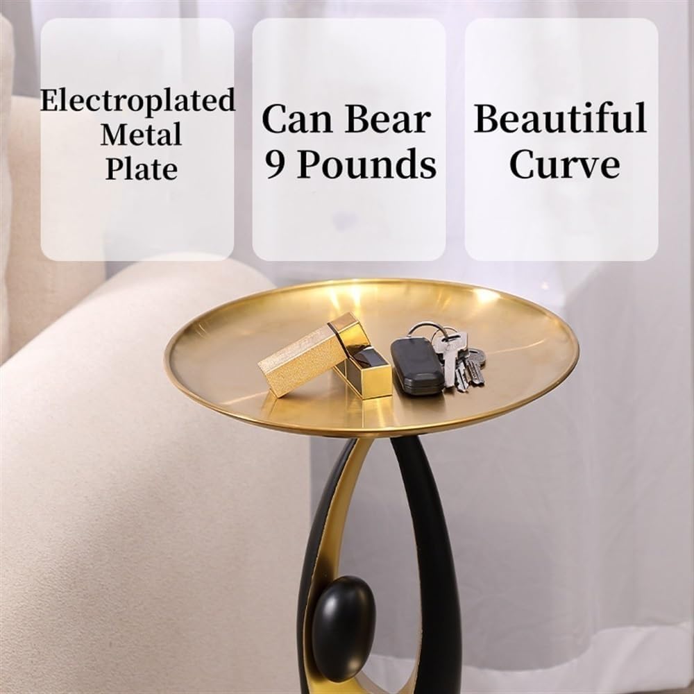 Side Table with Tray Top, Flower Stand, Round End Table, Decorative Accent Pi...