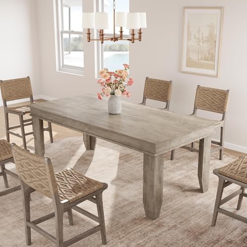 GarveeHome Farmhouse Dining Table for 6-8 People, 71 in Long Kitchen Tables w...