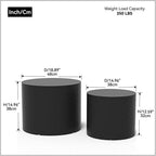 WILLIAMSPACE Nesting Coffee Table Set of 2, Black Round Wooden Modern Circle Table for Small Space Living Room Bedroom Accent End Side Table (Black-Round)