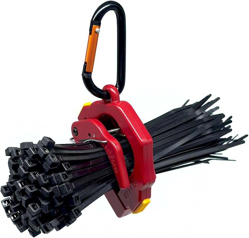 One Touch Cable Tie Holder/Zip Tie Organizer (Red)