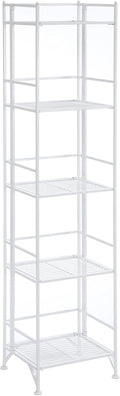 Convenience Concepts Xtra Storage Shelves - 5-Tier Folding Metal Storage Shelves, Closet Organizer for Office, Laundry Room, Bedroom, Garage, Kitchen, Bathroom, White