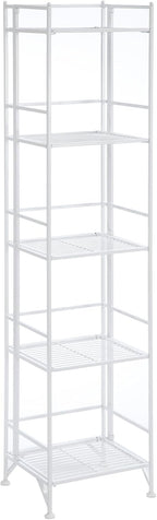 Convenience Concepts Xtra Storage Shelves - 5-Tier Folding Metal Storage Shelves, Closet Organizer for Office, Laundry Room, Bedroom, Garage, Kitchen, Bathroom, White