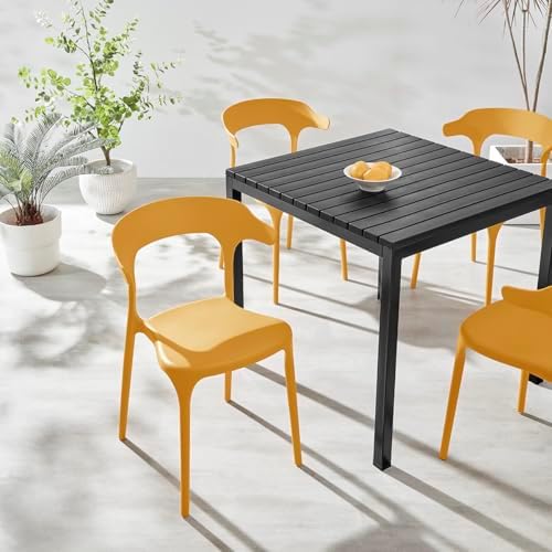 Modern Stackable Dining Chair Set, No Assembly, Plastic Chair, Patio Chair, S...