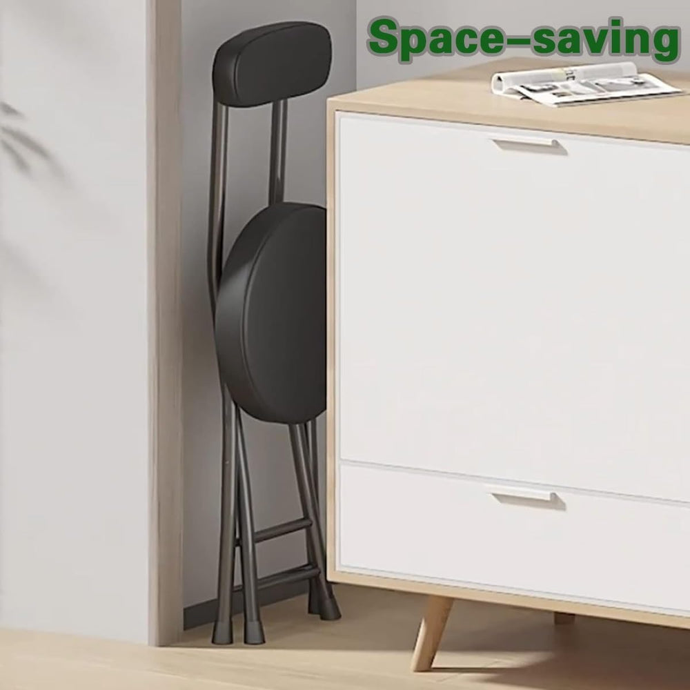 18inch Counter Height Folding Stools for Adults, Cushioned Padded Folding Bar...