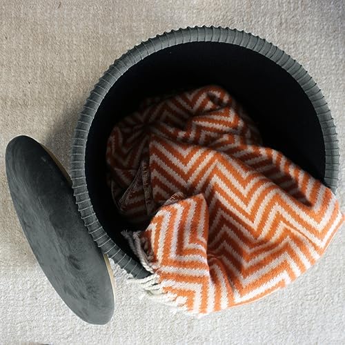 Round Ottoman with Storage Set of 2 Upholstered Velvet Vanity Stool Small Ott...