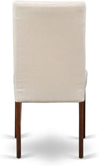 East West Furniture DLDR3-MAH-01 3 Piece Kitchen Table & Chairs Set Contains a Round Dining Room Table with Dropleaf and 2 Cream Linen Fabric Parson Dining Chairs, 42x42 Inch, Mahogany