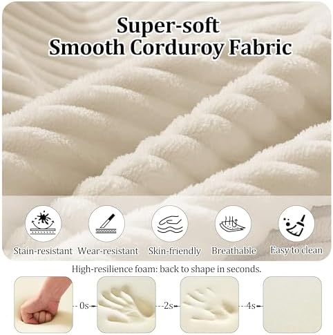 59'' Convertible Compressed Corduroy Folding Cloud Sofa Bed, Modern P...