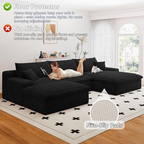 107" Cloud Couch Modular Sectional Sofa for Living Room, U-Shape Couch w...