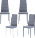 PU Dining Chairs Set of 4, Modern Kitchen & Dining Room Chairs Faux Leather Upholstered Dinner Chairs with Metal Legs for Small Space (Could Gray, Horizontal line)