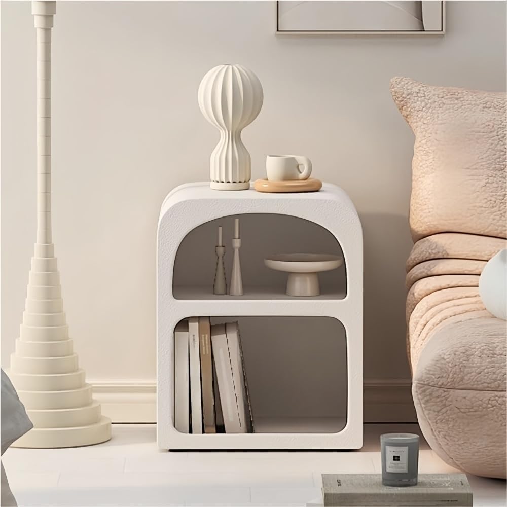 Modern Side Table, Creative Decorative Side Table, Nightstand with 2 Layers o...