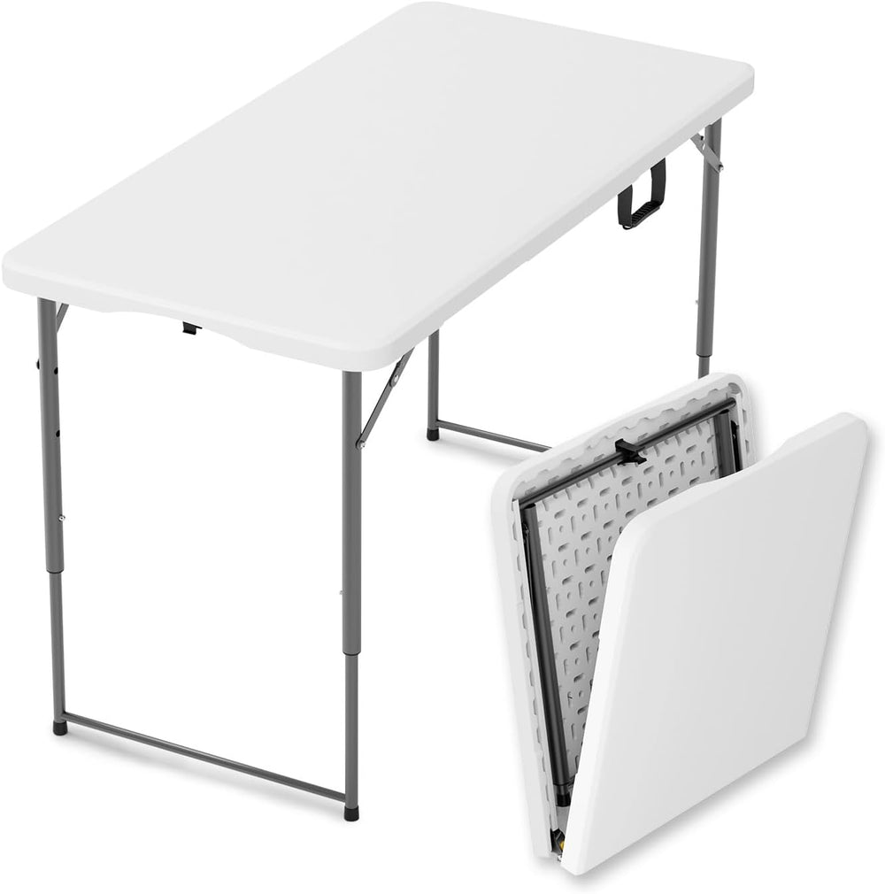 4 Feet Folding Table Adjustable Height with Carry Handle, Steel Legs | Heavy ...