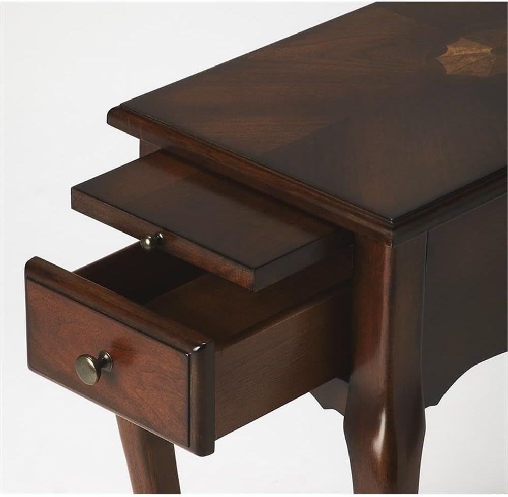 Beaumont Lane Modern Wood Chairside Table, Cherry Finish, 11.5" W x 23.5...