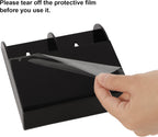Yeeco Acrylic Remote Control Holder Wall Mount 2 Compartments, Black Remote Holder Wall Mount, 5.3’’×1.6’’×5.6’’ Wall Pen Holder, Pen Holder for Wall, Remote Control, Pens, Makeup, Key
