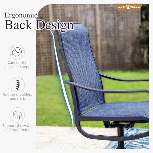 Sophia & William Outdoor Dining Set for 8 w/Square Metal Table, Blue