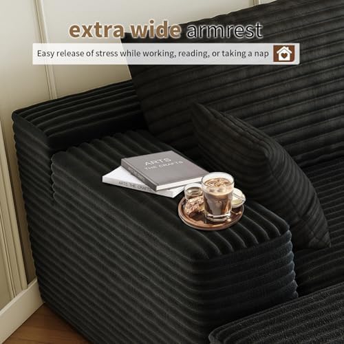 107.5" Cloud Modular Sectional Sofa with 1 Ottoman,Modern Minimalist Uph...