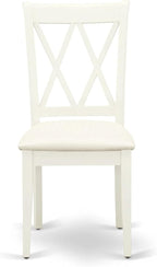 East West Furniture HBCL3-LWH-C 3 Piece Dining Table Set for Small Spaces Contains a Round Dining Room Table with Pedestal and 2 Linen Fabric Upholstered Chairs, 42x42 Inch, Linen White