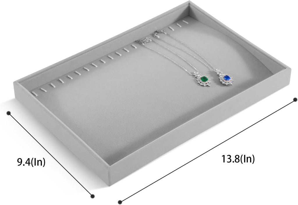 Necklace Holder Organizer, Velvet Jewelry Trays,Premium Necklace Case,Luxury Jewelry Displays,Grey Bracelet Organizer