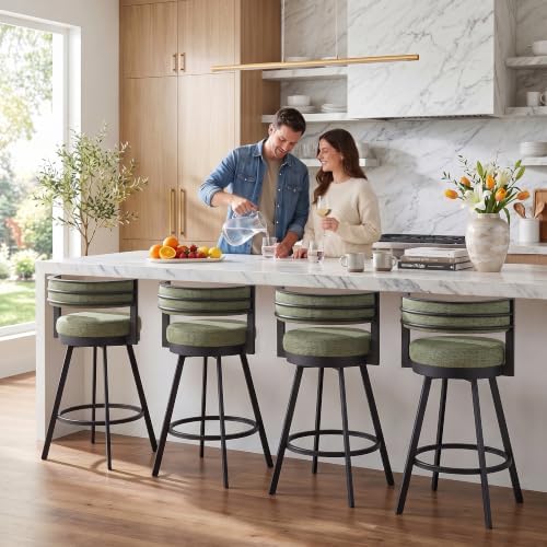 Flouki Swivel Counter Height Bar Stools Set of 2, Upholstered 26.6" Mode...