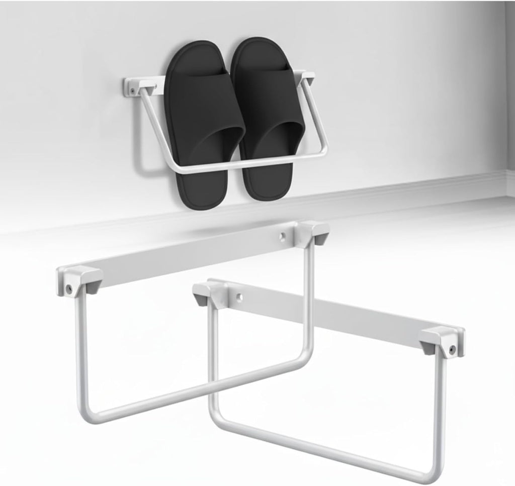 Foldable RV Shoe Rack, 13INCH Aluminum Wall-Mounted Camping Shoe Organizer, 90° Foldable Design for Space Saving, Easy Install Shoe Holder for RV, Camper, Tiny House, Apartment