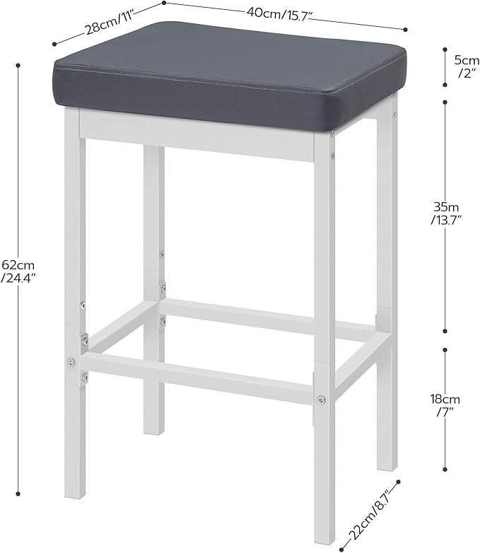 HOOBRO Bar Stools, 24.8-Inch Height Stools, Breakfast Bar Stools, Kitchen Bar...