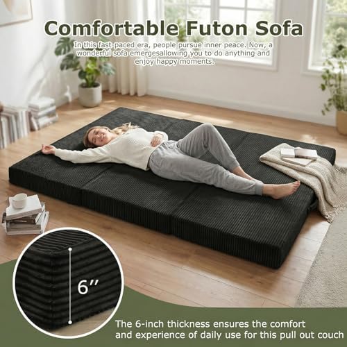 5-in-1 Convertible Sofa Bed, Couch Loveseat with Removable Cushions & Was...