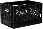 Farmplast Heavy Duty Milk Crates, Black, 24 Quart Storage Container, 96 Piece Pallet