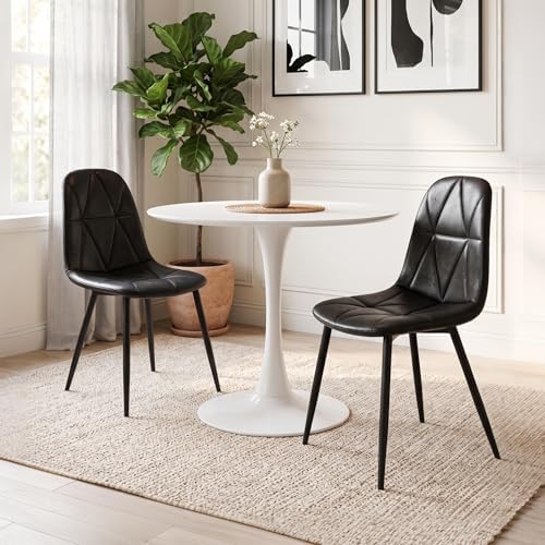 Set of 4 Black Dining Chairs – Modern Armless Kitchen & Dining Chairs, Fa...