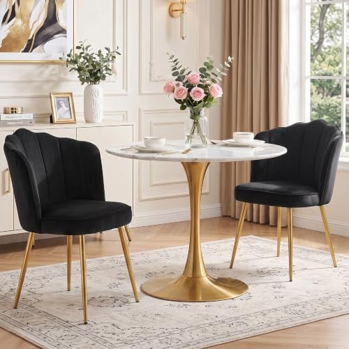 VECELO Velvet Dining Chairs Set of 2, Modern Upholstered Kitchen Chairs with ...