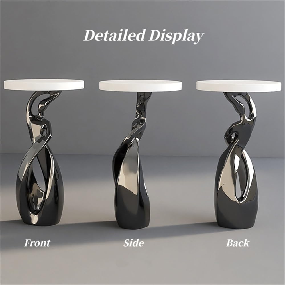 Modern 28.3'' Tall Round End Table, Small Coffee Table with Abstract ...