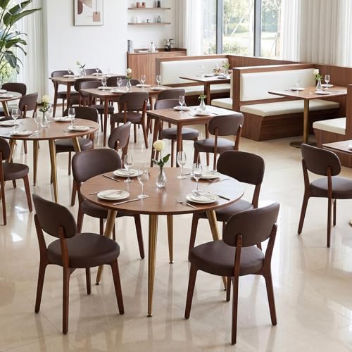 Furniliving Oak Wooden Dining Chairs Set of 4, Mid-Century Modern Leather Uph...