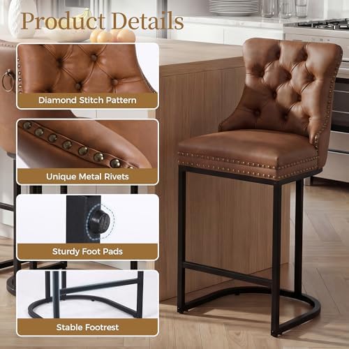AQO Counter Height Bar Stools Set of 4 for Kitchen Island, Modern Bar Stools ...