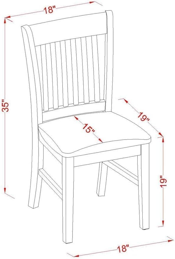 East West Furniture NFC-MAH-W Norfolk Dining Room Chairs - Slat Back Solid Wo...
