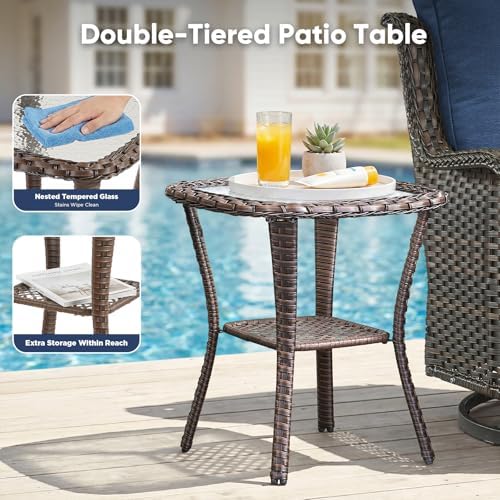 Belord Patio Wicker Chairs Swivel Rocker,Outdoor Patio Furniture Set with Rat...