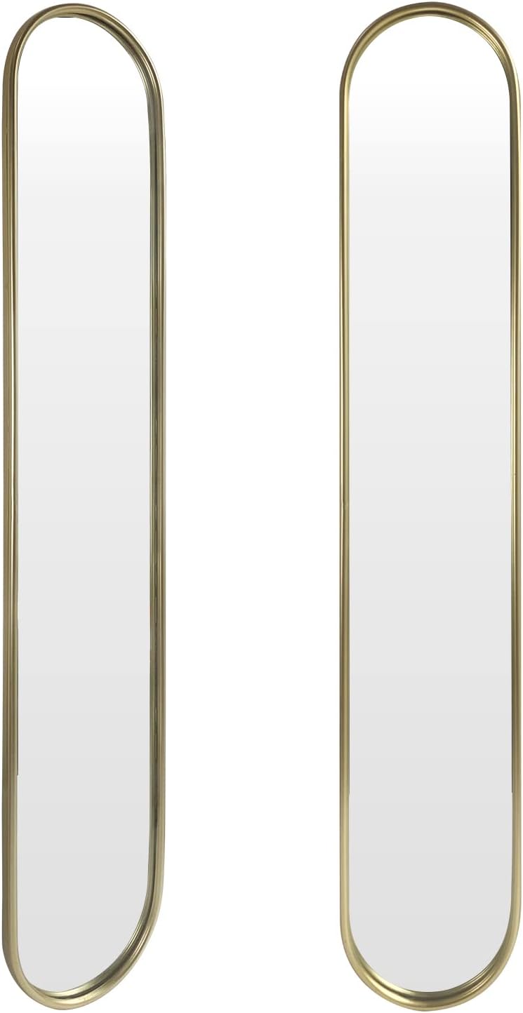 OUSHUAI Gold Full Length Oval Mirror,Narrow Capsule Long Mirrors with Metal F...