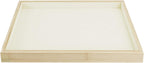 MOOCA 2 Pcs Bamboo Jewelry Display Tray, Presentation Tray, Organizer for Rings, Necklaces, Earrings, and Accessories, Beige Color, 14" W x 9.6" D x 1.2" H