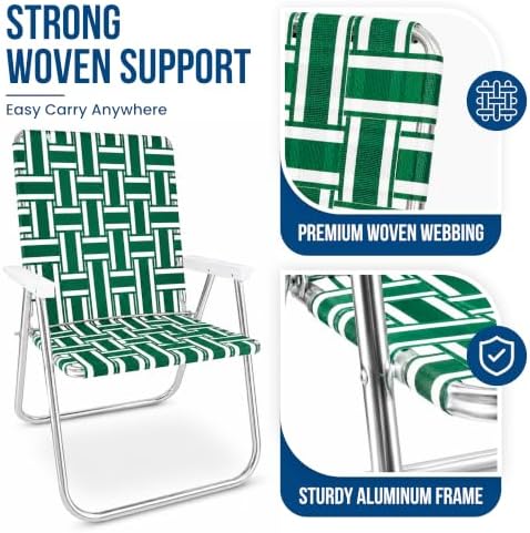 Lawn Chair USA Folding Aluminum Outdoor Patio Lawn Chair | Heavy-Duty Webbed ...