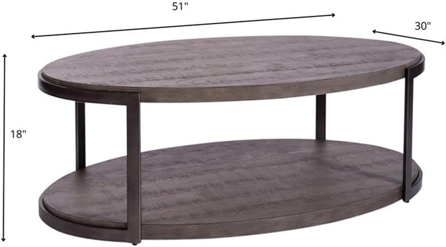 Pemberly Row 3-Piece Living Room Table Set, Metal Frame and Gray Wirebrush Fi...